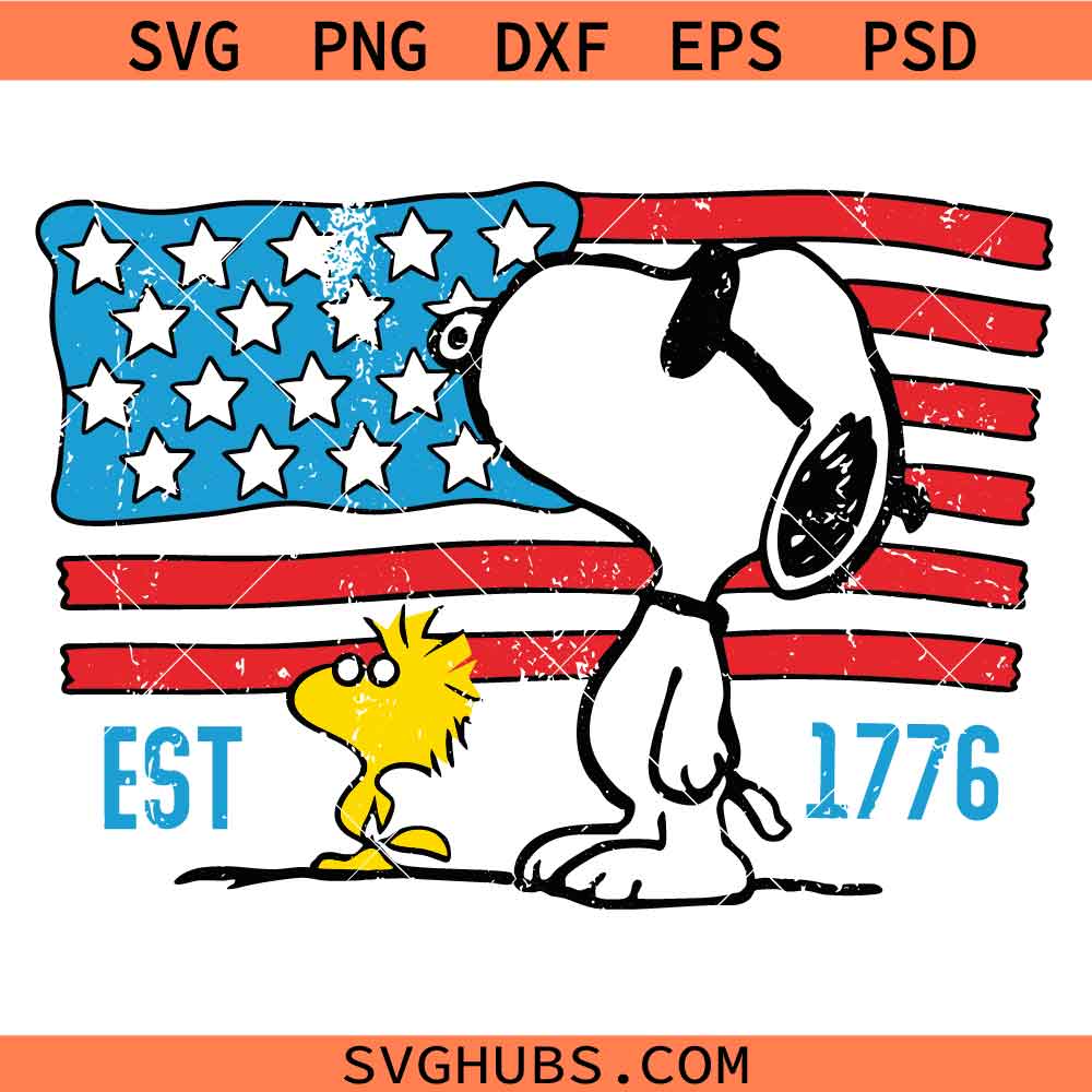 Retro Snoopy 4th of July Dog SVG, 4th Of July Patriotic Dog Svg, Patriotic Snoopy SVG