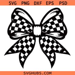 Retro racing coquette Bow SVG, Checkered Racing Bow SVG, Coquette Bow race flag svg
