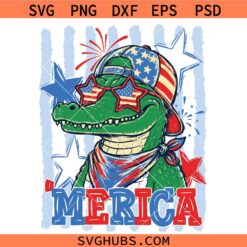 Striped 4th of July Alligator Boy SVG, American Alligator SVG, Patriotic SVG