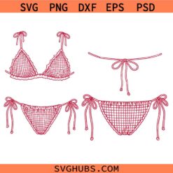 Trendy Bikini set SVG, Bikini Swimwear SVG, Summer SVG, Beach Wear SVG