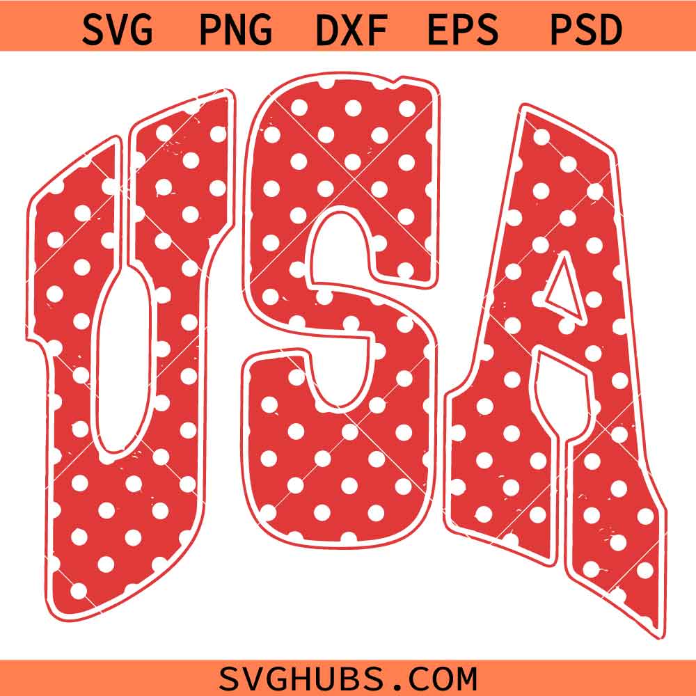 USA Red Polka Dot SVG, Polka Memorial SVG, 4th of July SVG, Memorial Day SVG