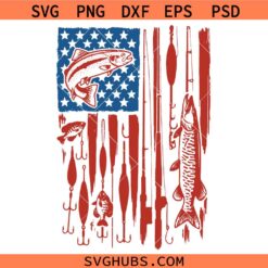 American Fishing Flag Svg, Fishing Usa Flag SVG, American Fisherman svg