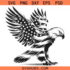 Bald Eagle with US flag SVG, Bald Eagle American flag SVG, Patriotic Eagle SV