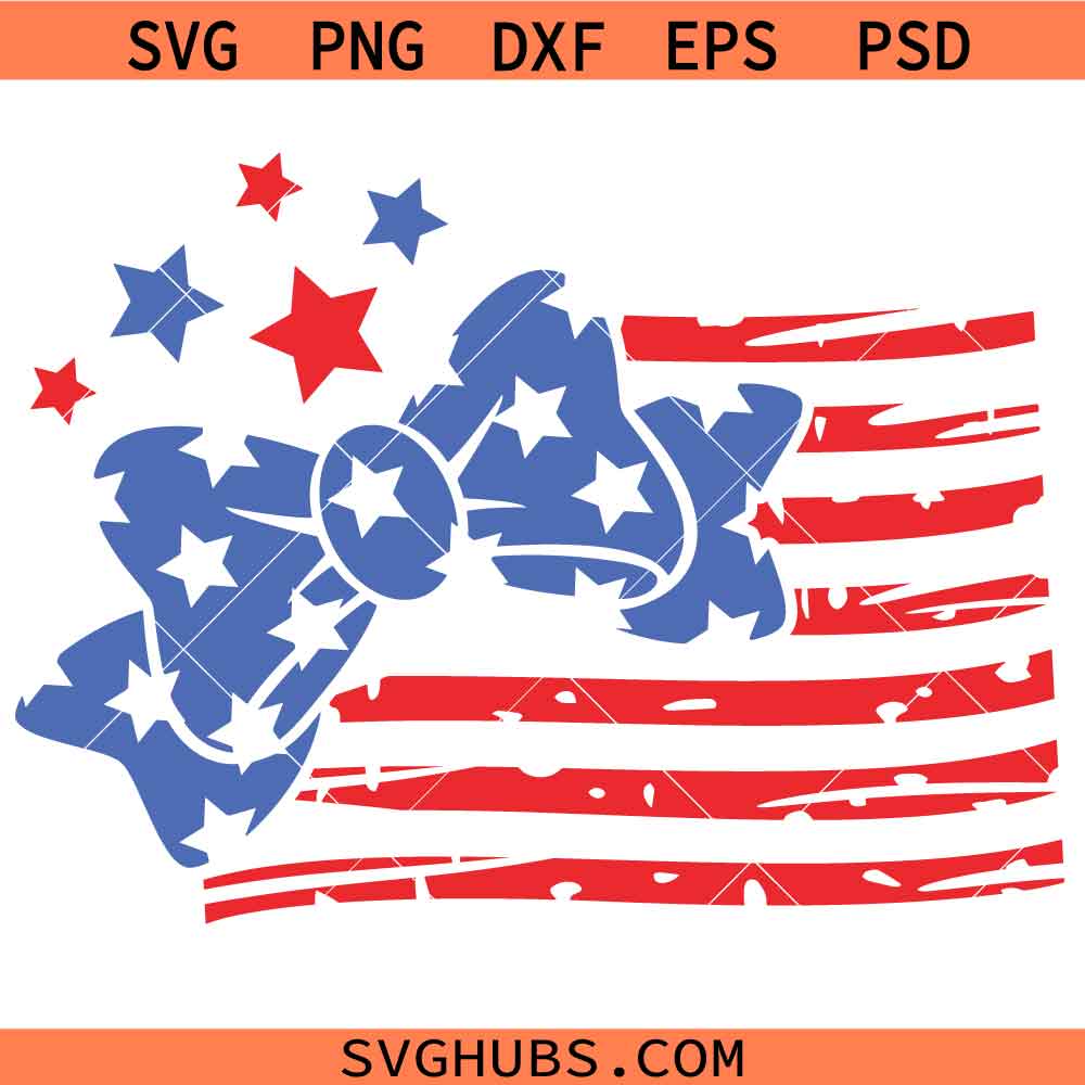 Coquette American Flag SVG, American Bow SVG, Coquette Bow 4th July SVG
