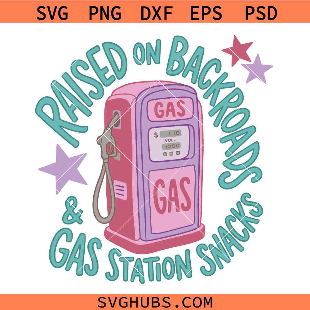 Raised on Backroads and Gas Station Snacks SVG, Funny Country Girl SVG, Southern SVG