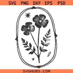 Vintage Linocut Flower SVG, Linocut Style SVG, Floral SVG, Botanical Flower SVG