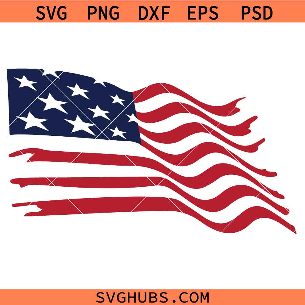 Waving American Flag SVG, USA Waving Flag Clipart SVG, Wavy American Flag SVG