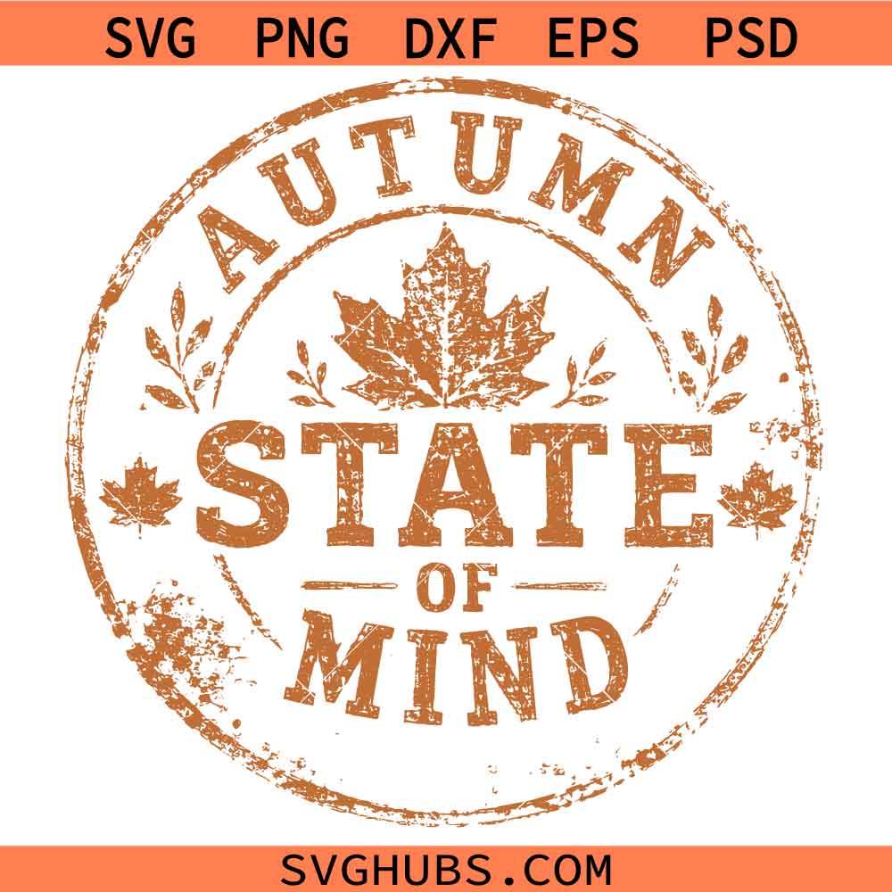 Autumn State Of Mind Pumpkins Outline SVG, Thanksgiving halloween svg, Fall Pumpkin SVG