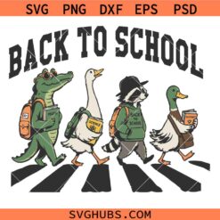 Back To School Alligator Goose Raccoon Duck SVG, Abbey Road Back To School SVG, Back To School Animal Crew SVG