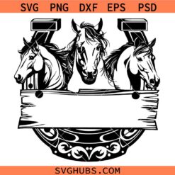 Horseshoe Split Name Frame SVG, Horseshoe Horseshoe SVG, Equestrian SVG, Horse Lover SVG