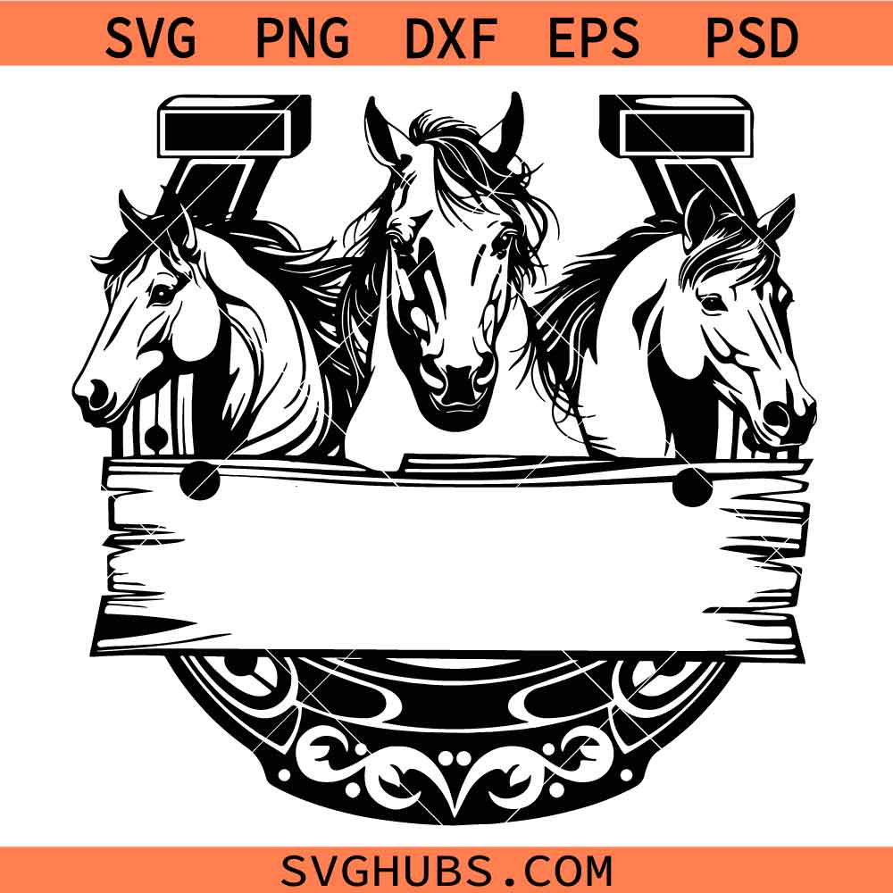 Horseshoe Split Name Frame SVG, Horseshoe Horseshoe SVG, Equestrian SVG, Horse Lover SVG