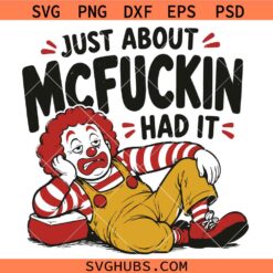 Just About McFuckin Had It SVG, Funny Clown Meme SVG, Sarcastic SVG