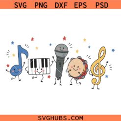 Music Doodle Characters SVG, Music Lover Art SVG, Music Class Clipart Set SVG
