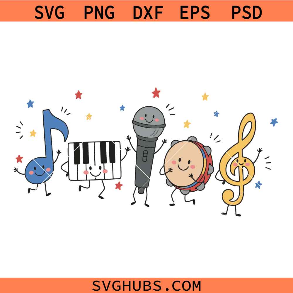 Music Doodle Characters SVG, Music Lover Art SVG, Music Class Clipart Set SVG