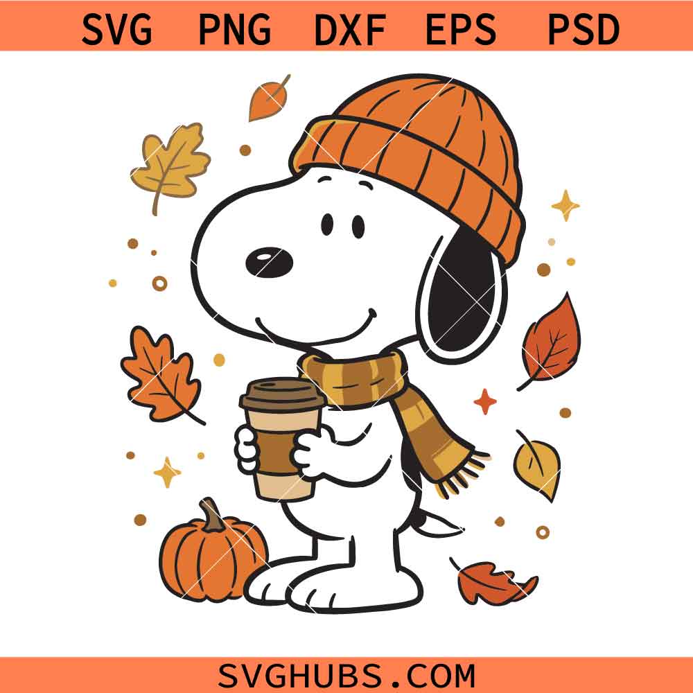 Snoopy Dog Fall SVG, Snoopy Autumn SVG, Spooky Dog Clipart SVG