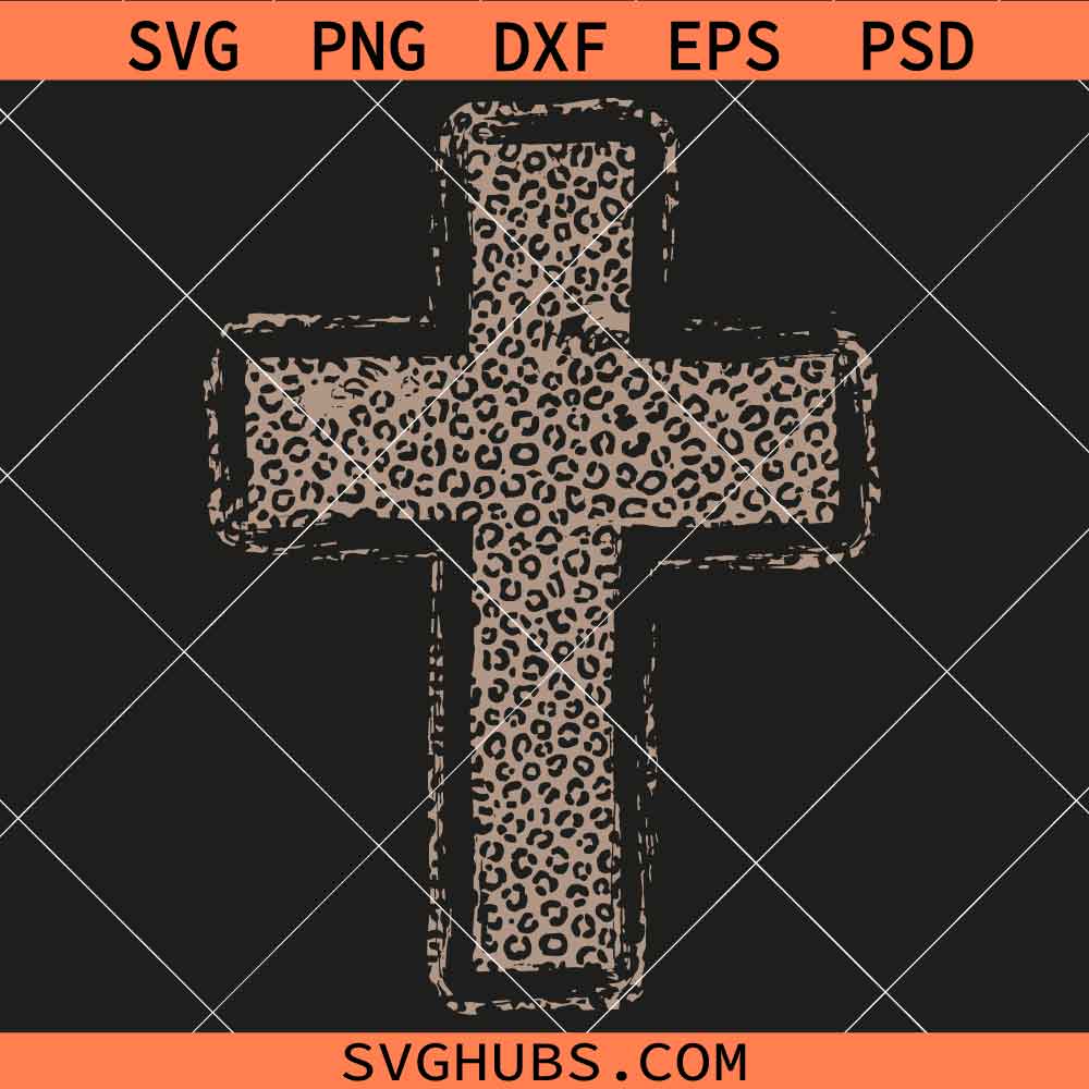 Cheetah Print Fall Cross SVG, Leopard Christian SVG, Preppy Christian Fall SVG