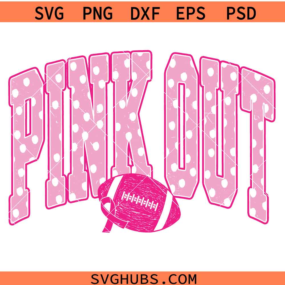 Football Pink Out SVG, Football Cancer Awareness Svg, Pink Out Football SVG