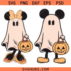 Halloween mickey and Minnie ghost SVG, Disneyland Fall Svg, Mouse Halloween SVG