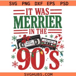 It was Merrier in The 90s SVG, Retro Christmas SVG, Vintage Holiday Shirt SVG