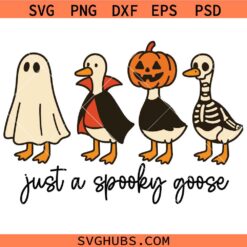Just a spooky goose SVG, Pumpkin Goose Shirt SVG, Skeleton Goose SVG   