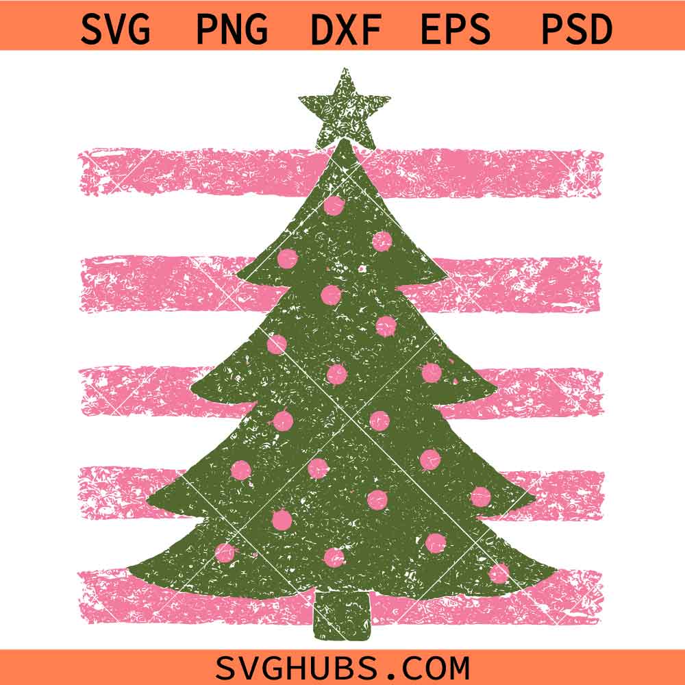Polkadot Christmas Tree SVG, Preppy Christmas Shirt SVG, Retro Christmas SVG