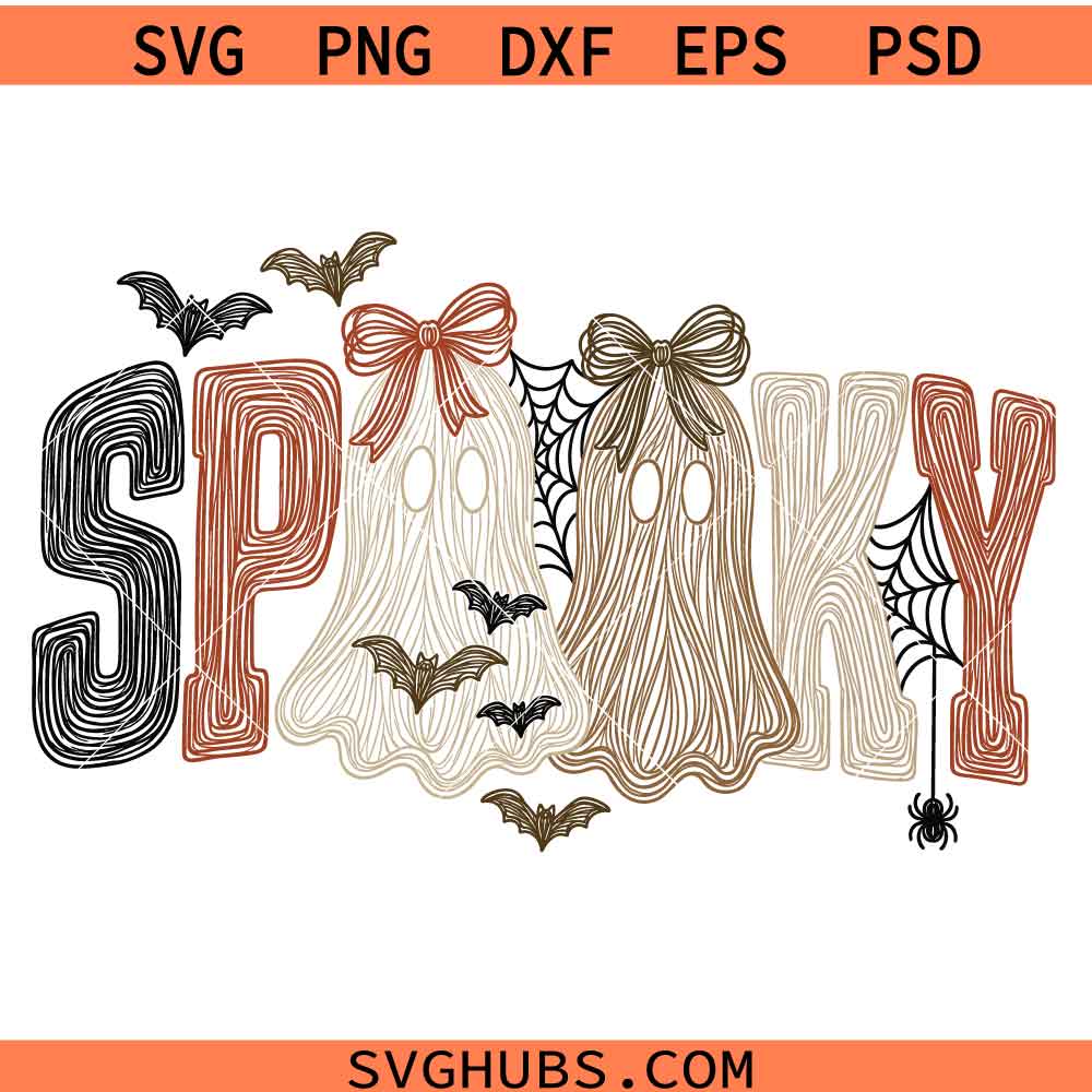 Retro Preppy Spooky Ghost SVG, Spooky SVG, Preppy Spooky Ghost SVG