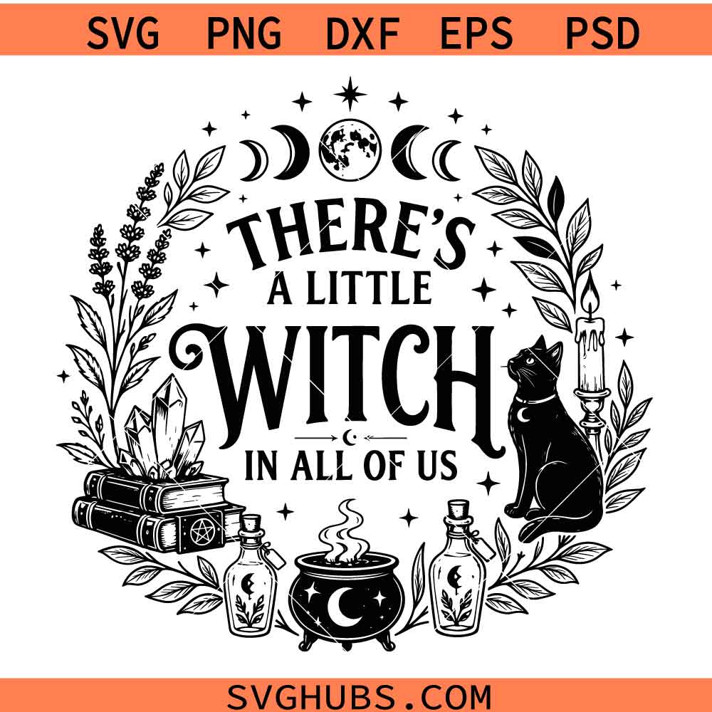 There's a Little Witch In All of Us SVG, Witchy Halloween SVG, Witchcore Svg, Spooky SVG