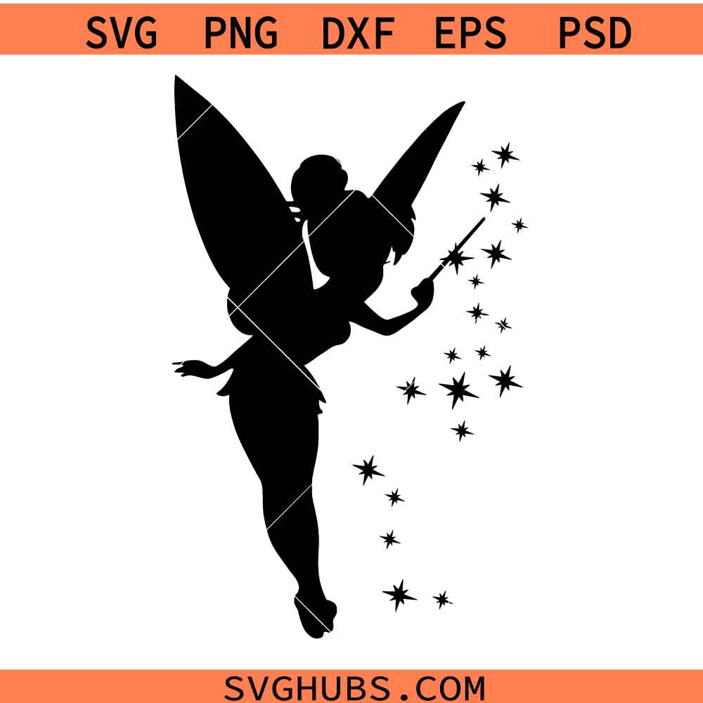 Tinkerbell Silhouette SVG, Magic Tinkerbell outline SVG, Disney Tinkerbell svg