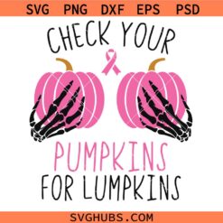 Check Your Pumpkins for Lumpkins SVG, Halloween Breast Cancer Awareness Svg, Pink Ribbon SVG