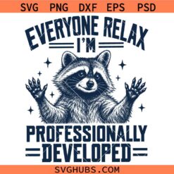 Everyone Relax Im Professionally Developed Raccoon SVG, Funny Raccoon SVG, Sarcastic Teacher Gift svg