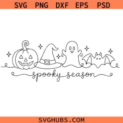 Halloween Spooky season lineart SVG, Spooky Season SVG, Halloween One Line Art SVG