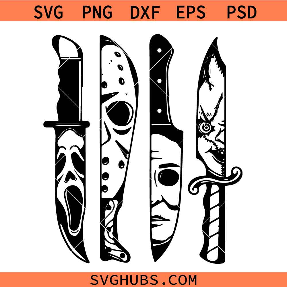 Horror Movie Knives SVG, Horror Movie Characters Knife Halloween SVG, Scary Halloween SVG