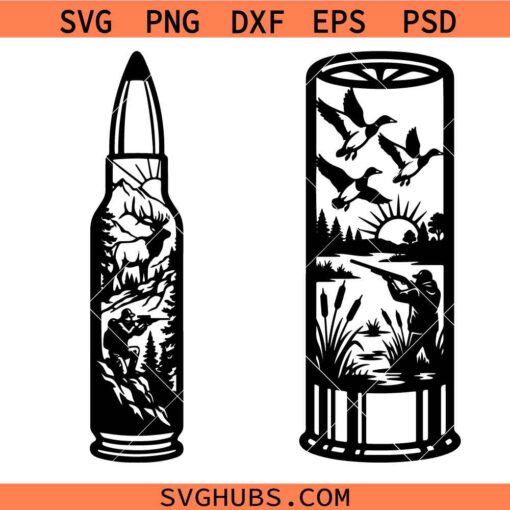 Hunting Bullet Scene SVG, Hunter Shirt SVG, Outdoors SVG, Adventure SVG