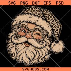 Leopard Santa SVG, Animal Print Christmas SVG, Christmas Decor SVG, Christmas SVG, Holiday SVG