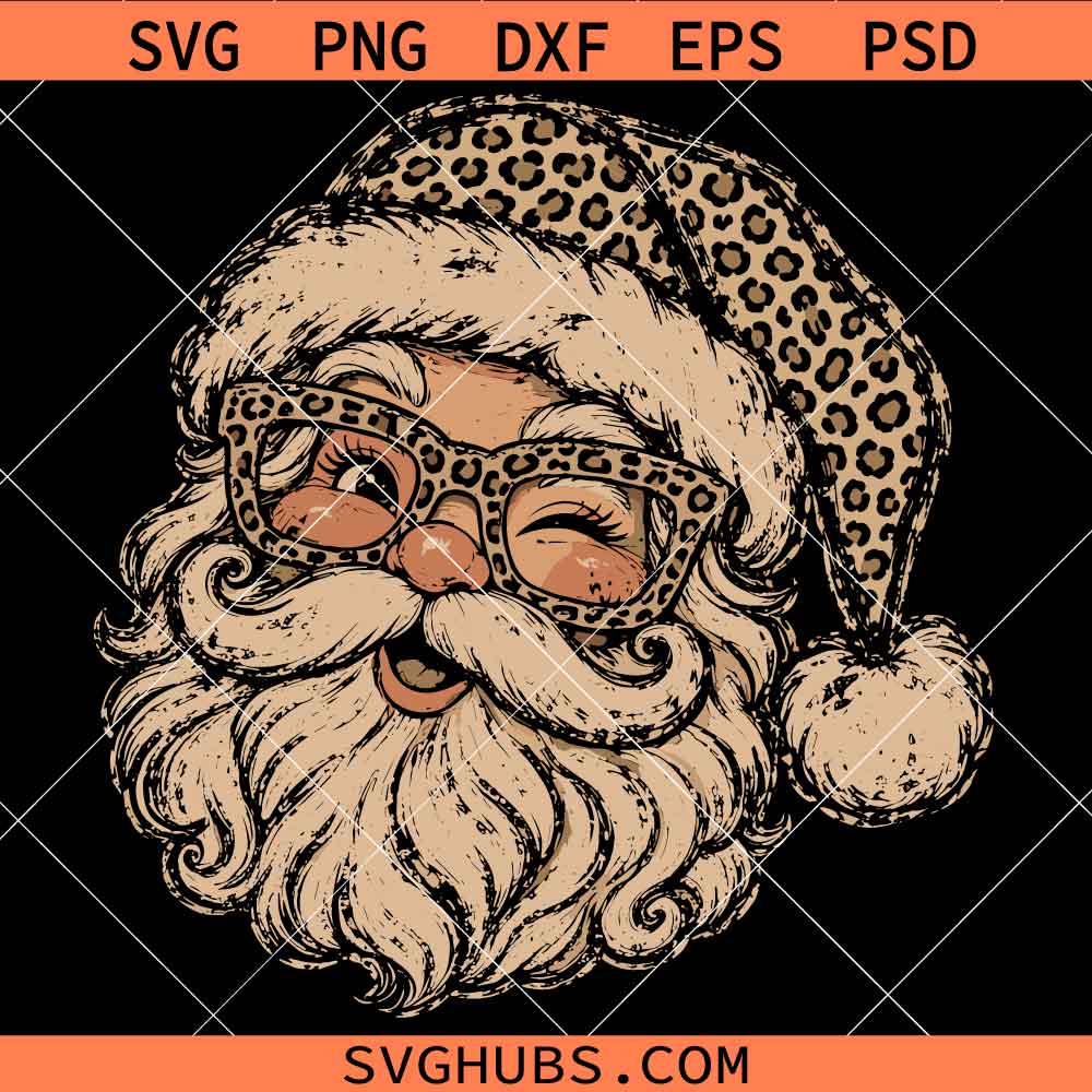 Leopard Santa SVG, Animal Print Christmas SVG, Christmas Decor SVG, Christmas SVG, Holiday SVG