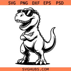 T-Rex with Sunglasses SVG, Tyrannosaurus Svg, Trex SVG, Dinosaur With Sunglasses svg