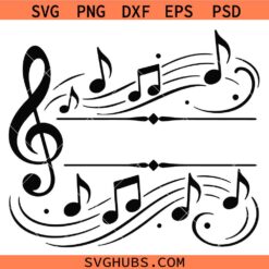 Treble Clef Music Monogram SVG, Music Lover SVG, Music Note SVG