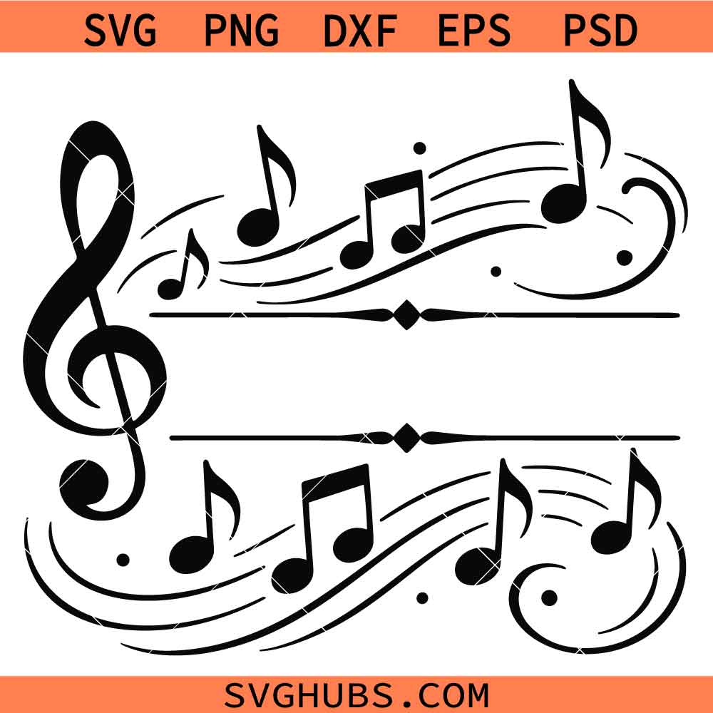 Treble Clef Music Monogram SVG, Music Lover SVG, Music Note SVG