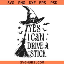 Yes I Can Drive a Stick SVG, Funny Mom Halloween Svg, Witchy Svg, Spooky Vibes SVG